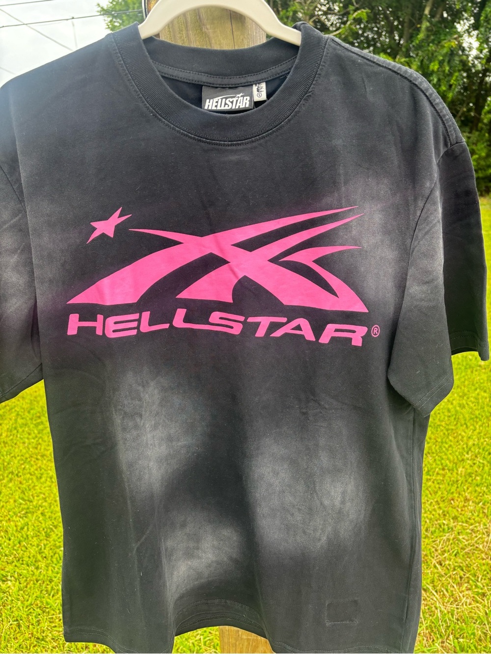 Hellstar Men’s Short Sleeve Logo Tee - Black with Hot Pink Graphic